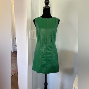 Kirious Los Angeles green vegan leather mod mini dress size 0